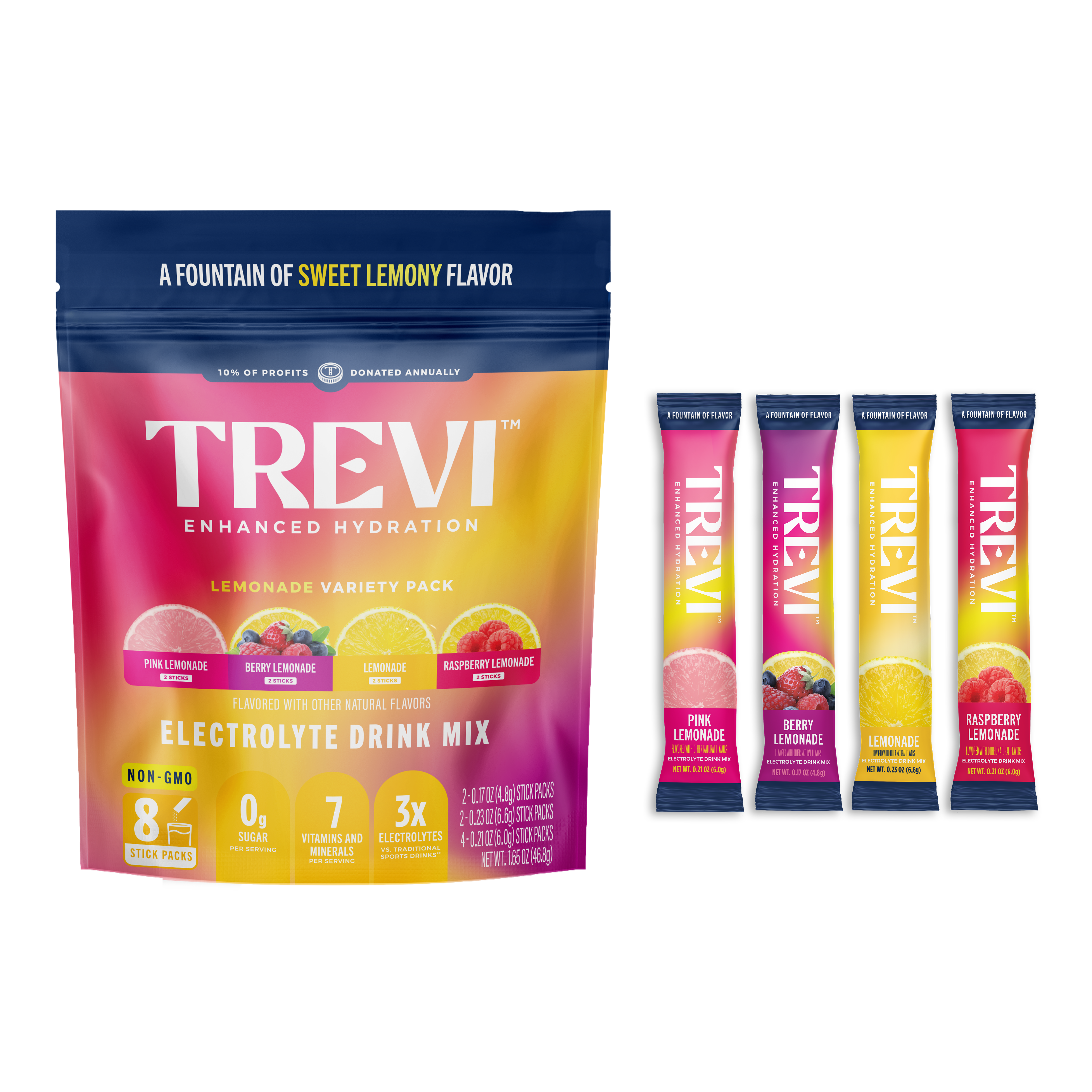 TBYB: Everyday Hydration: 8 Count Sugar Free Electrolyte Drink Mix: Lemonade Variety Pack-TBYB