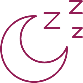 Outline of a crescent moon with three 'Z's indicating sleep.